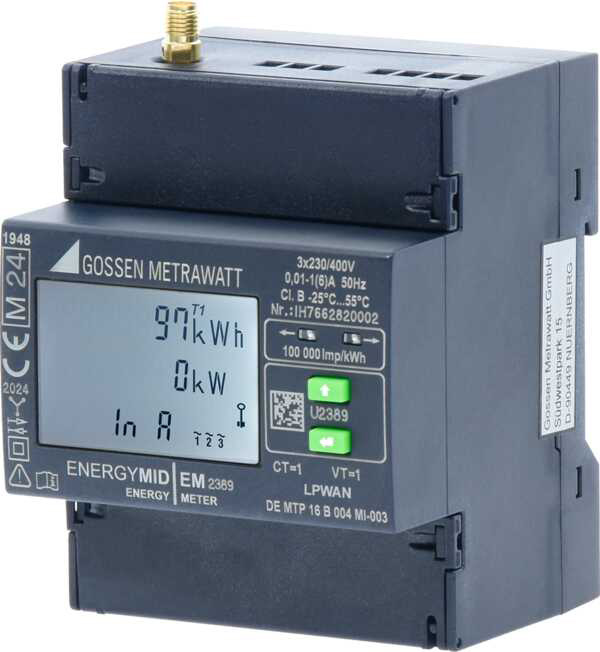 U2389-V039 ENERGYMID EM LPWAN Energiezähler MID, 4-L, 1(6)A Wandleranschluss