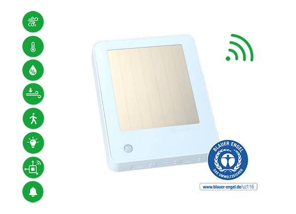 enerSENSE CO2 LoRaWAN Sensor Raumklima Solar & Alarm