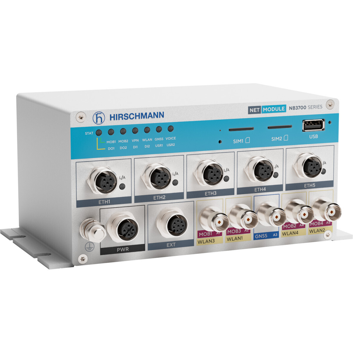 NB3701-LWacPb-G Bahn-Router mit LTE + WLAN-ac + 5x ETH +110V + GNSS + EN50155